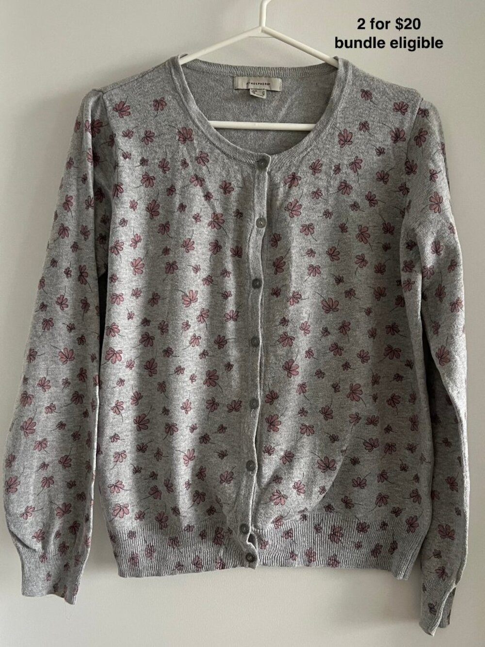 Atmosphere Primark Floral Cardigan Heather Grey Ditsy Print Cotton Knit